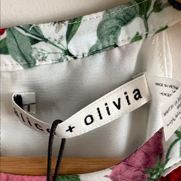 ALICE + OLIVIA FLORAL COTTON AND SILK BLOUSE- medium NWT - Picture 4 of 6